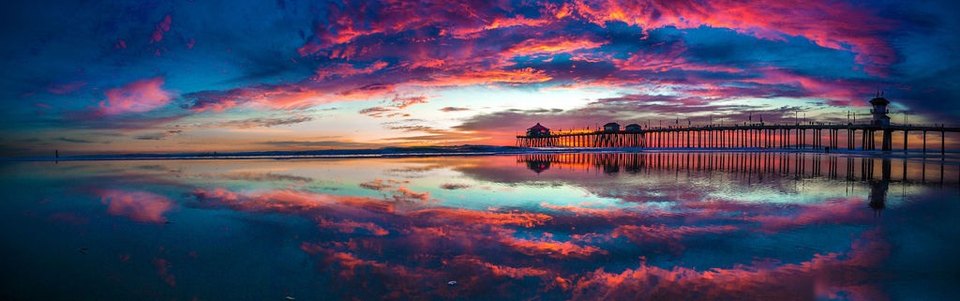 Huntington Pier at Sunset — seascapes limited edition fine art print by Joseph Barber, Huntington Beach, California